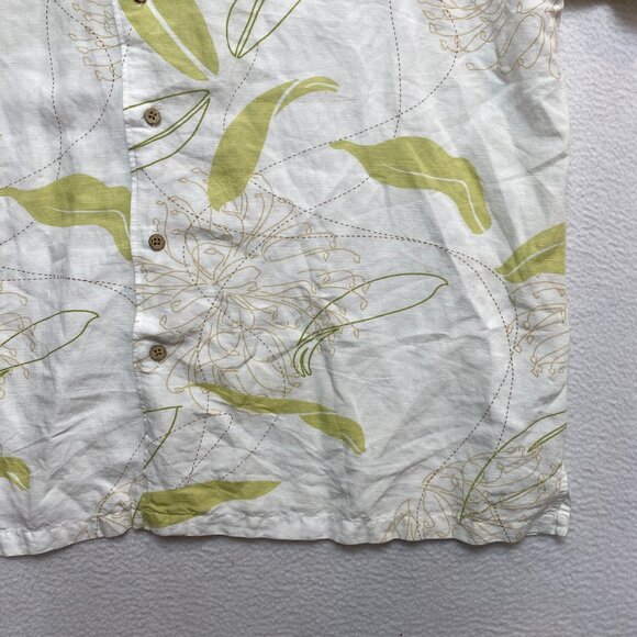 Cubavera Shirt Mens XL White Short Sleeve Floral Linen Blend Button Up - Picture 4 of 11